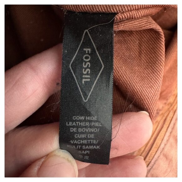 Fossil Keely Tote Leather Large Handbag Cognac Brown Black Shoulder Bag Zipper - Picture 9 of 10